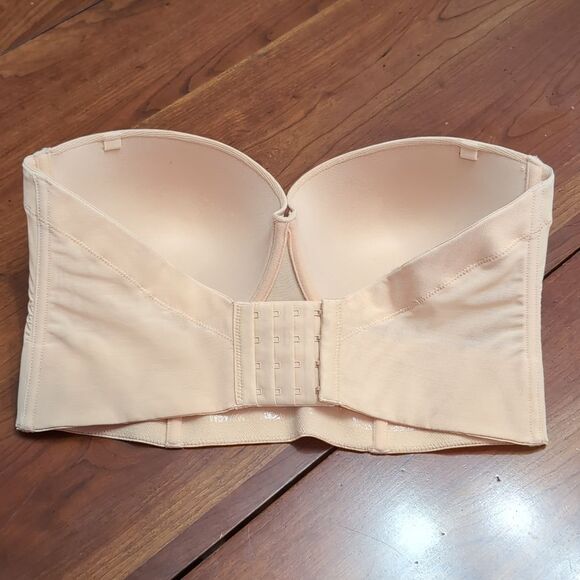 Lively Bra Size 34DD The Low Back Strapless Cream Beige Long Line Boned Bustier - Picture 6 of 16